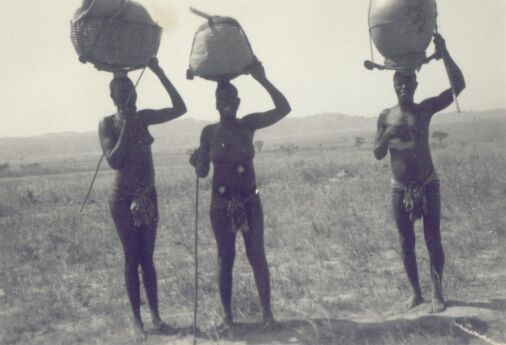 Two african women and a man, Jos Nigeria 1942.